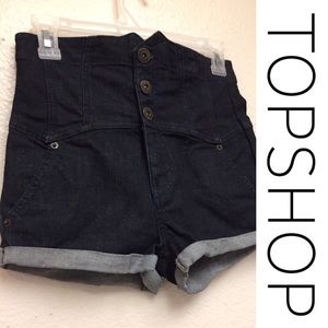 MOTO Topshop Dark Denim Shorts - 8 (W26)